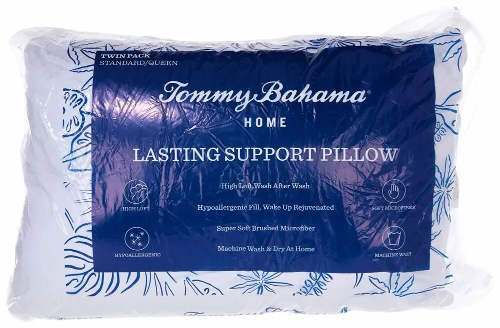 Tommy Bahama Home Lasting Support Pillows 2-PK Standard Queen High Loft NEW
